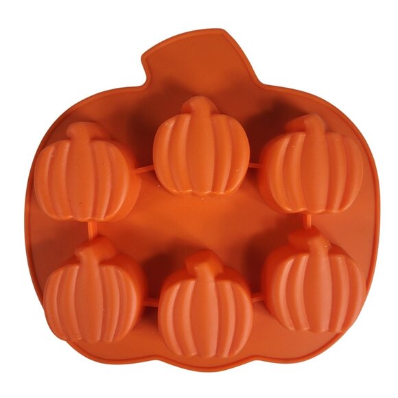 Wilton Silicone Pumpkin Baking Mold Pan Cupcake Jello 6 Cavity Orange 2105-4878 - Picture 2 of 6